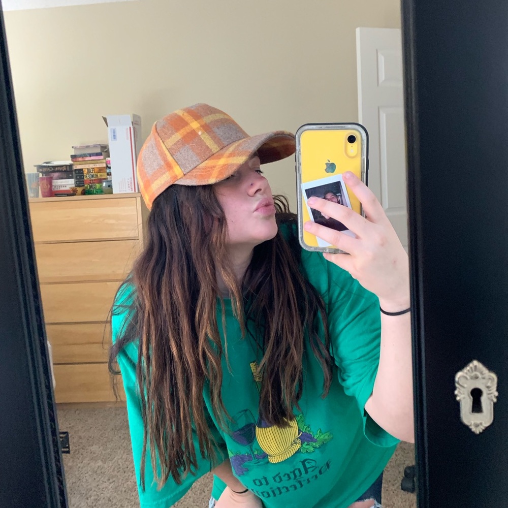 Yellow plaid hat